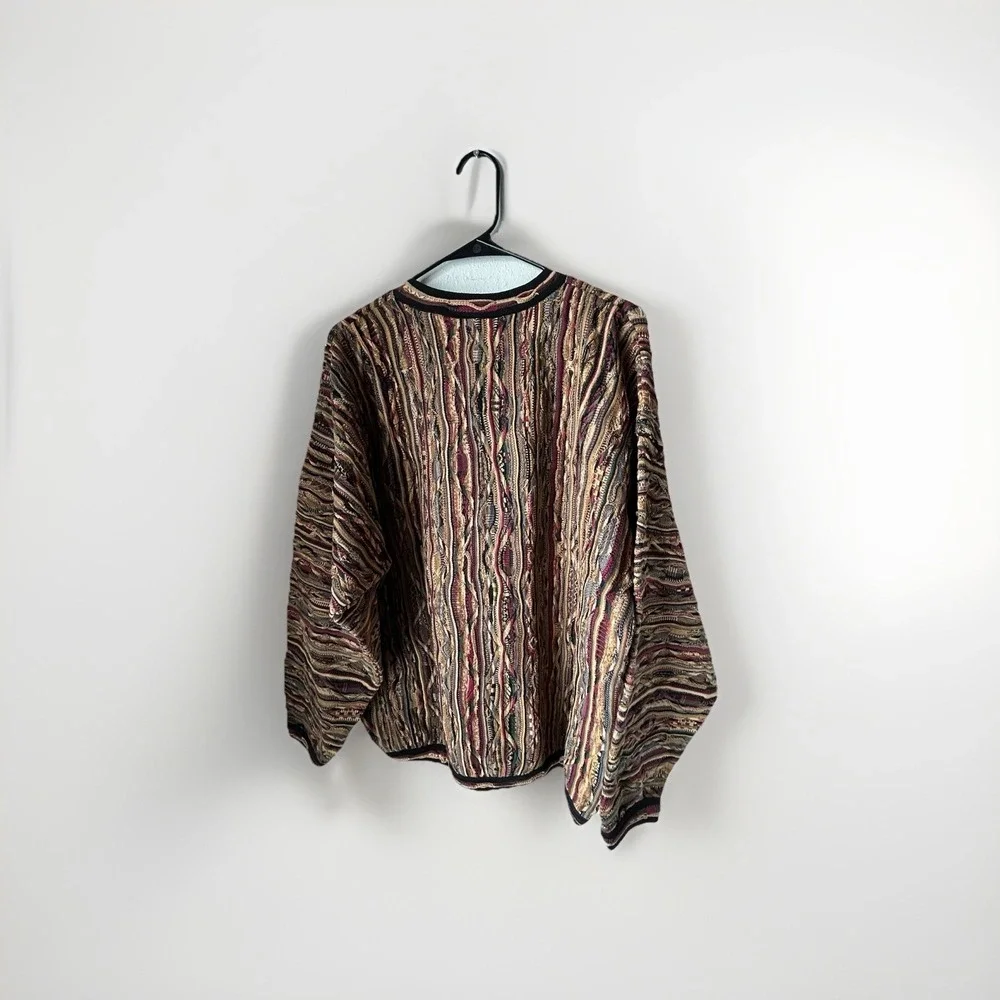 Vintage Tundra Abstract Knit Sweater 90s Crew Neck Biggie Coogi Cosby Style L